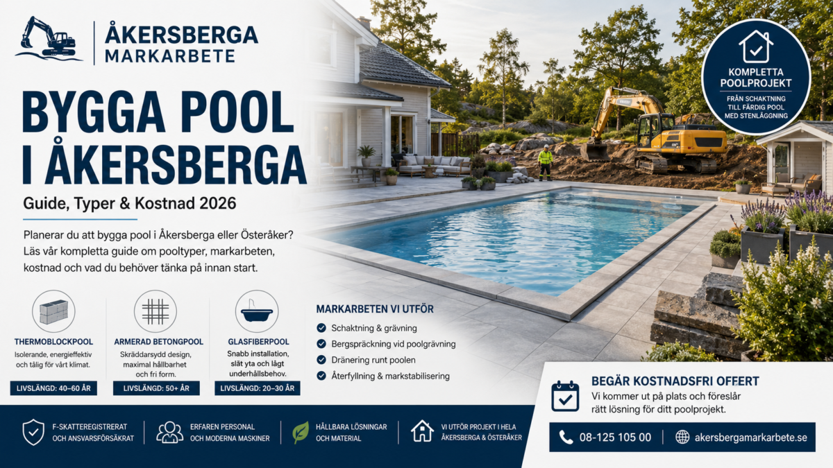 Bygga pool i Åkersberga – poolgrävning och markarbete för villa i Österåker